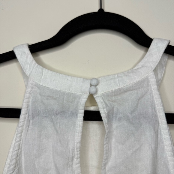 A+F Boho 100% Cotton Flowy White Swing Lace Halter Style Cropped Tank Top - Picture 7 of 8